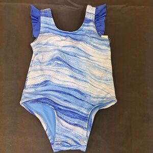 Outdoor Oasis Blue Swirl Baby Bodysuit with Ruffle Sleeves size 9-12 months new